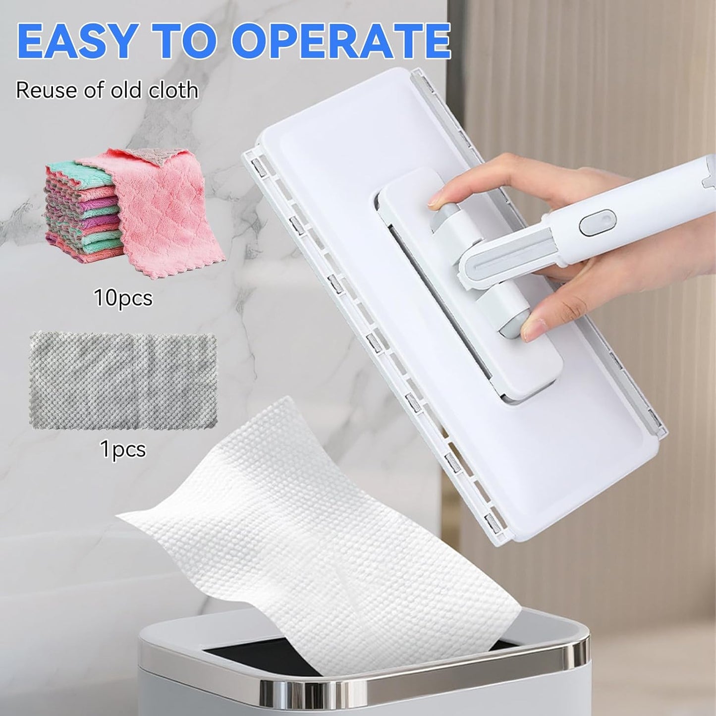 2026 New Upgraded Sweep & Mop Kit - Compatible with Swiffer Pads, Shark Teeth Snap Grip Mini Mop, Durable Hardwood Flooring, Marble Cleaning Tools, Home and Kitchen Essentials,With 11 Reuse Dry Cloths