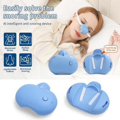 AI Smart Anti-Snoring Device with Strap,Detecting Snoring Sounds 40 Decibel Start Nose Massage,Low Noise, Adjustable High Low Vibration,Improves Breathing and Sleep Quality Home Travel (White)