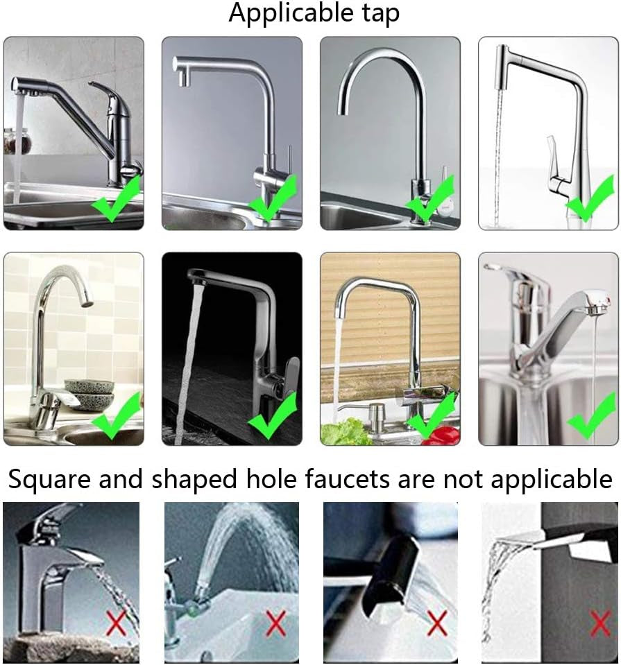 Movable Kitchen Tap Head, 360° Rotatable Water Spray ABS Sink Faucet Spray Head Tap,Splash Filter Water Saving Pressurization Nozzle Bubbler Connector, 3 Modes Adjustment (Pack of 2,White)