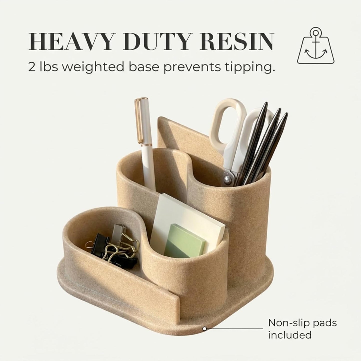 Aesthetic Desk Organizer - Aesthetic Office Desk Accessories - Boho Pen Holder - Neutral Beige Desk Accessories - Home Office Essentials for Women - Cute Pencil Holder