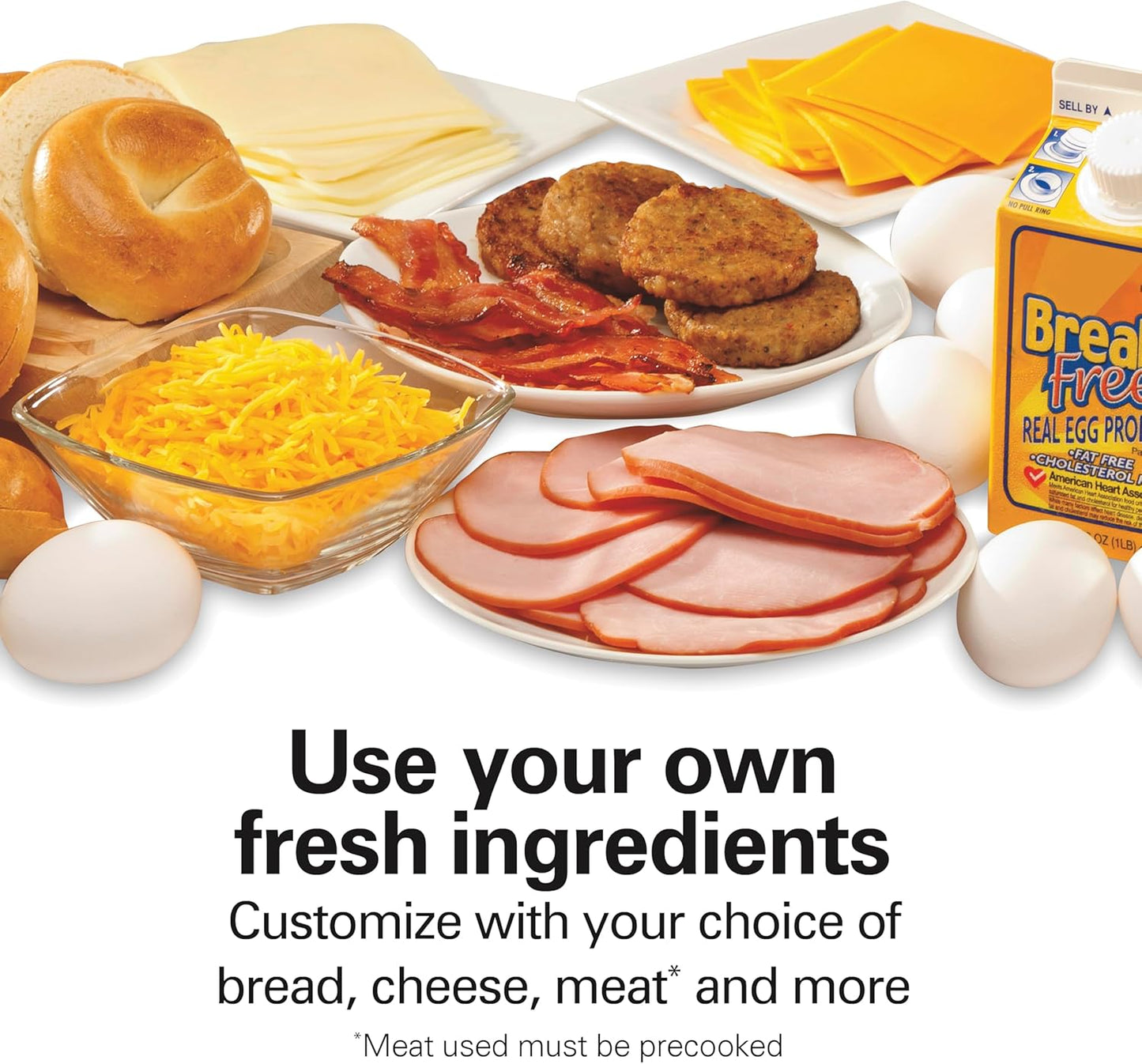Dual Breakfast Sandwich Maker with Timer, Ready in 5 Minutes, Removable Dishwasher Safe Pfas-Free Non-Stick Egg Cooker Ring, Silver (25490MNA)