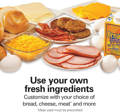 Dual Breakfast Sandwich Maker with Timer, Ready in 5 Minutes, Removable Dishwasher Safe Pfas-Free Non-Stick Egg Cooker Ring, Silver (25490MNA)