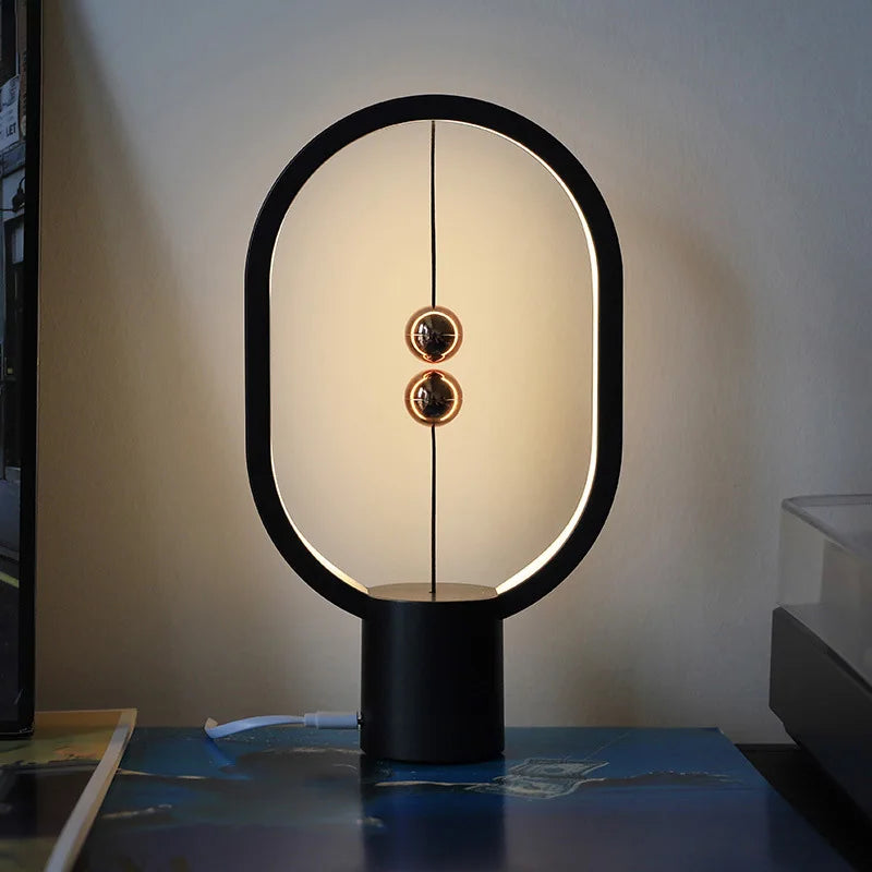 LED Mini Balance Light Creative Desktop Bedroom Lamp USB Oval Magnetic Air Switch Eye Protection Night Light Touch Control Night