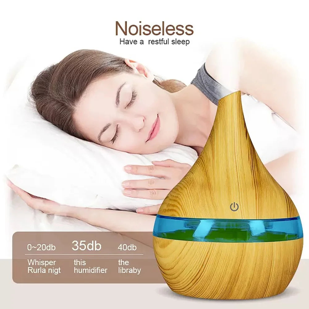 Ultra Quiet Humidifier 300Ml USB Aromatherapy Diffuser with 7-Color LED Night Light & Remote Control for Bedroom and Office