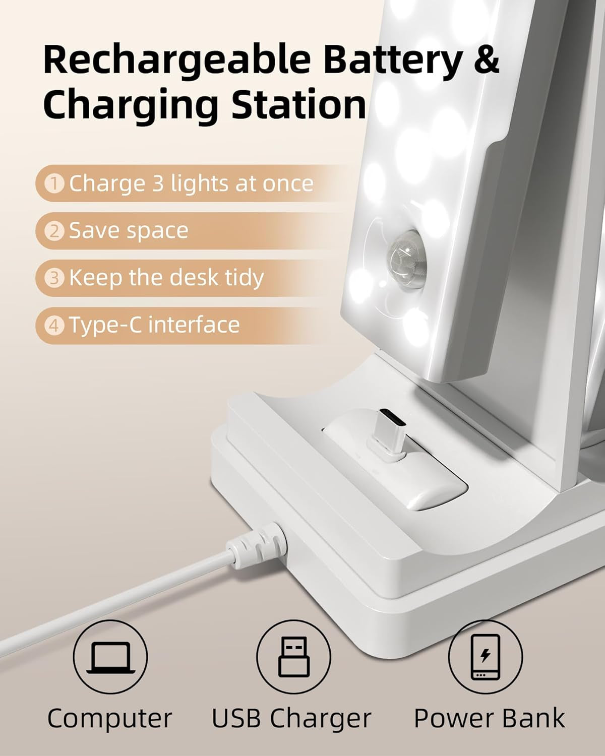 6-Pack under Cabinet Lighting with Charging Station, 2000Mah Rechargeable Wireless Motion Sensor Lights, 3 Color Temps, Dimmable, Timer, Magnetic, with Remote Control for Kitchen, Closet, Stair