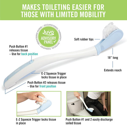 Toilet Aid - Personal Bottom Wiping Tool, Bathroom Mobility Aid for Disabled, Elderly, and Surgery Recovery - 18" Long Wand with Hygienic Cover