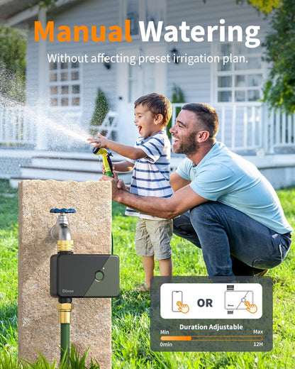 Brass Wifi Water Timer, Smart Hose Sprinkler Timer Compatible with Alexa/Google Assistant, 6 Irrigation Plans, Rain Delay & Mist Mode for Garden Lawns (2.4Ghz Only)