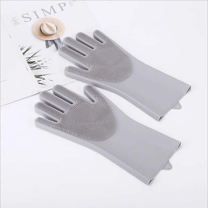 Silicone Dishwashing Gloves, Magic Gloves, Durable, Wear-Resistant, Waterproof Rubber Gloves for Special Use