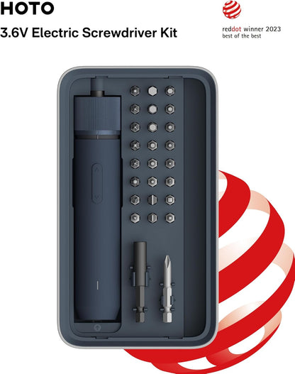 Electric Screwdriver Kit, Upgraded 1/4'' Hex 25 Bits, Magnetic Lid, Rechargeable Cordless Screwdriver, 1500Mah Battery, LED Light, Ideal for Furniture Assembly, Home Repair & Garage Projects