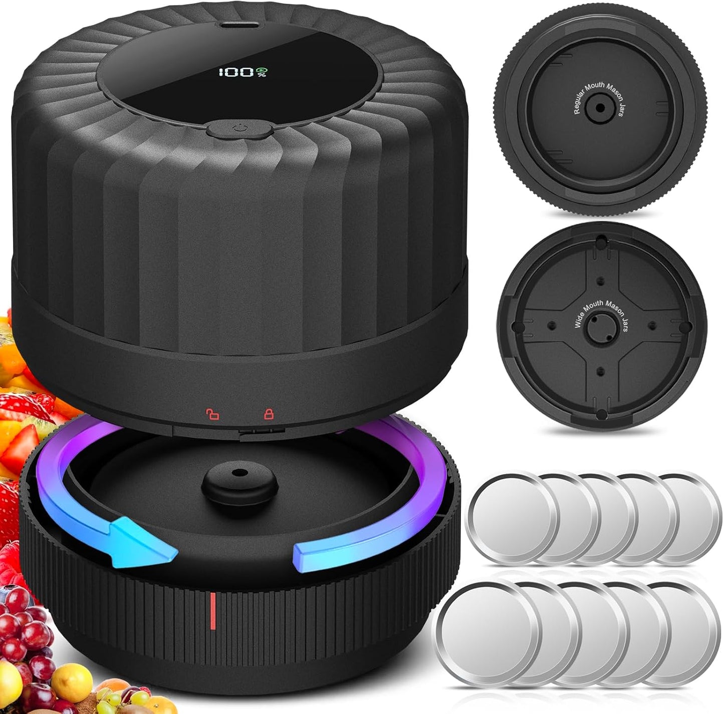 2026 Latest Electric Mason Jar Vacuum Sealer Kit for Mason Jars with Wide and Regular Mouth Canning Jar Lids
