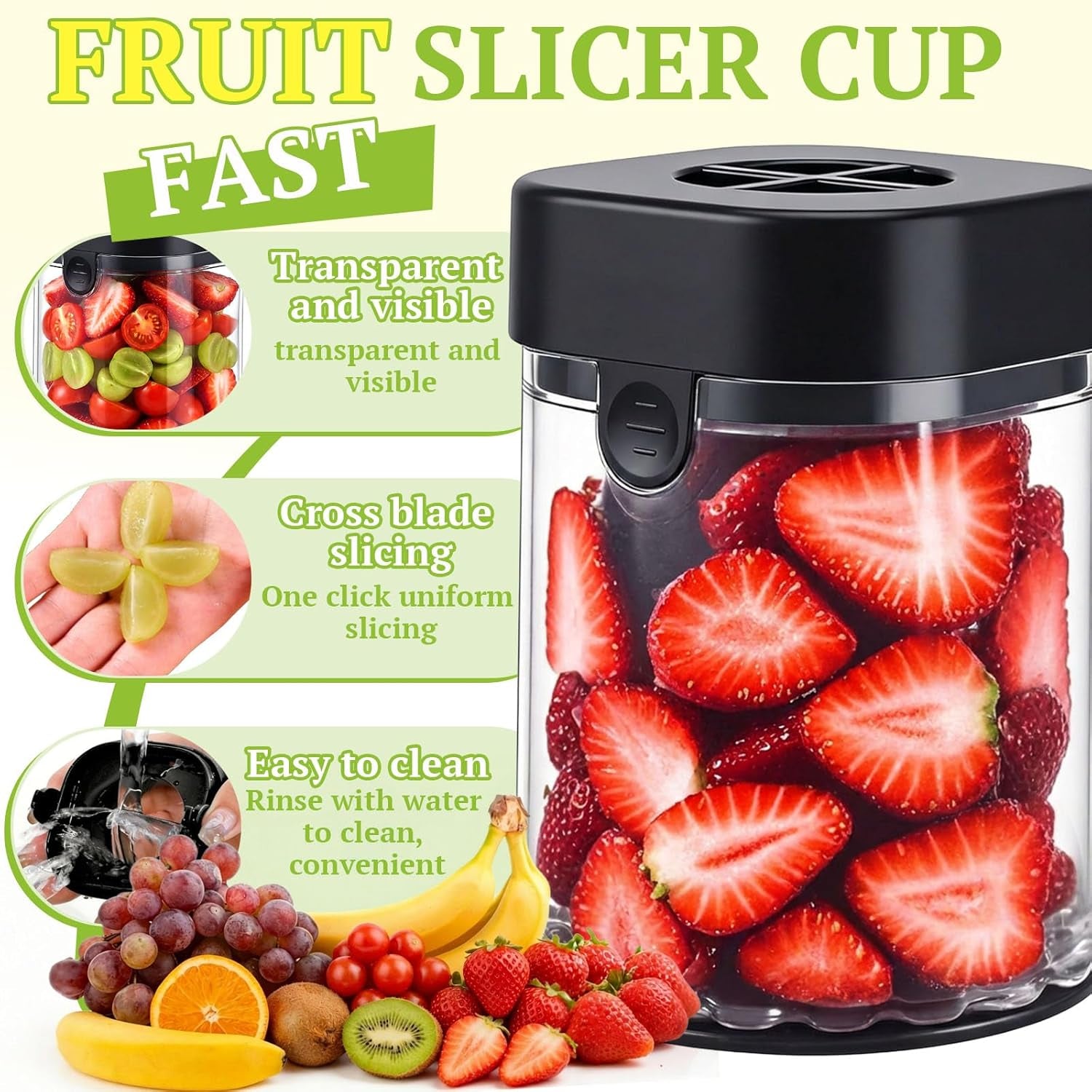 Fruit Slicer Cup, Strawberry Slicer Grape Cutter Cup Fruit Slicers Stainless Steel Egg Slicers, Strawberry Cutter Kitchen Gadgets Speed Cutters for Banana Grape Egg