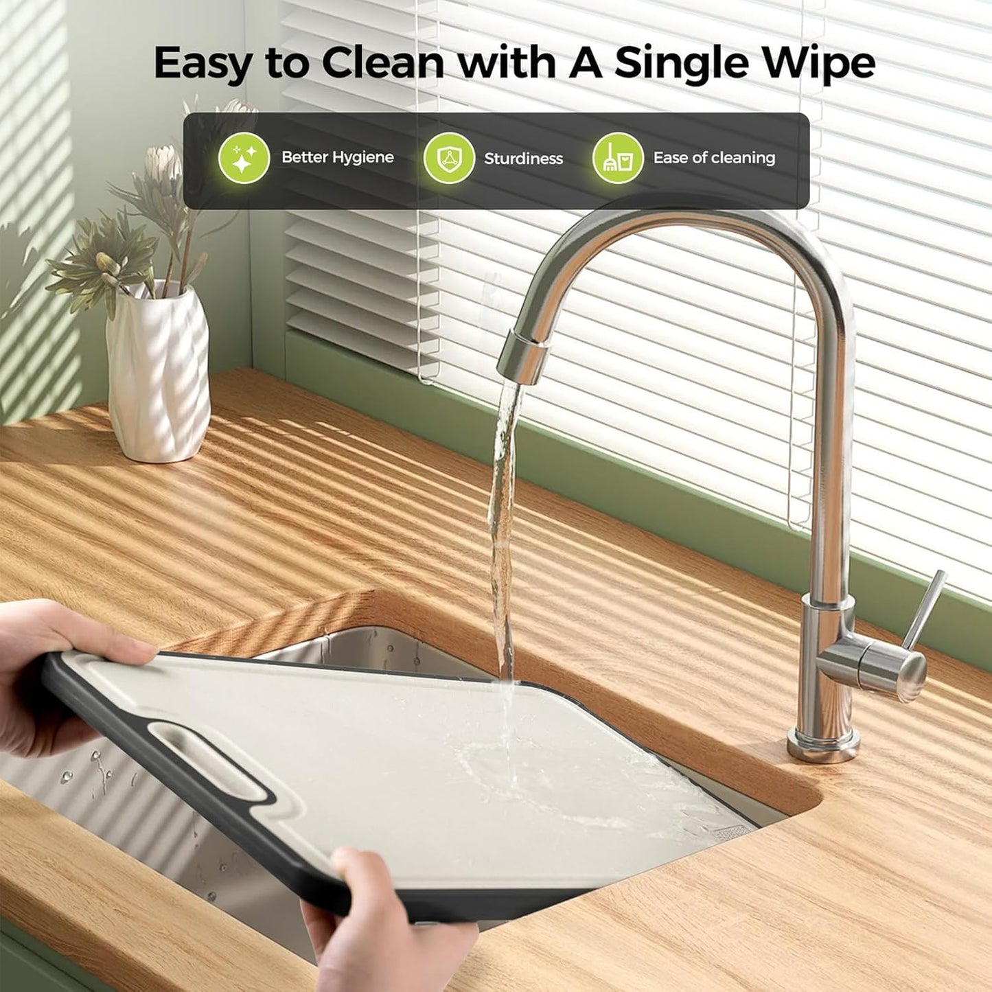 Titanium Cutting Board for Kitchen, Non Toxic 2-In-1 Cutting Board Double Sided Food Grade Pure Titanium, Knife Friendly Easy to Clean Large Size 15”×10.3”
