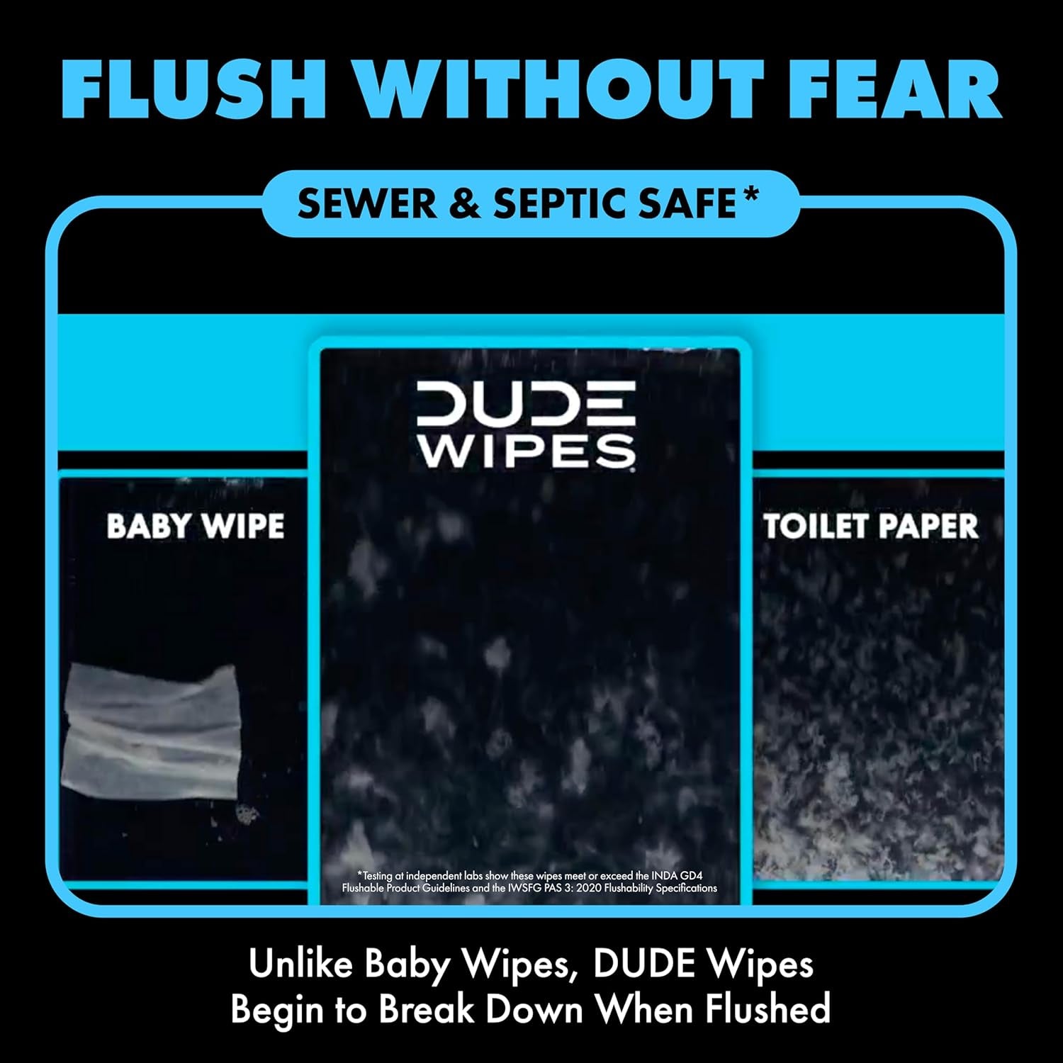 Wipes Unscented Flushable Wipes - Extra-Large Adult Wet Wipes for Sensitive Skin - 6 Pack (288 Count) - Infused with Vitamin E and Aloe - Septic and Sewer Safe