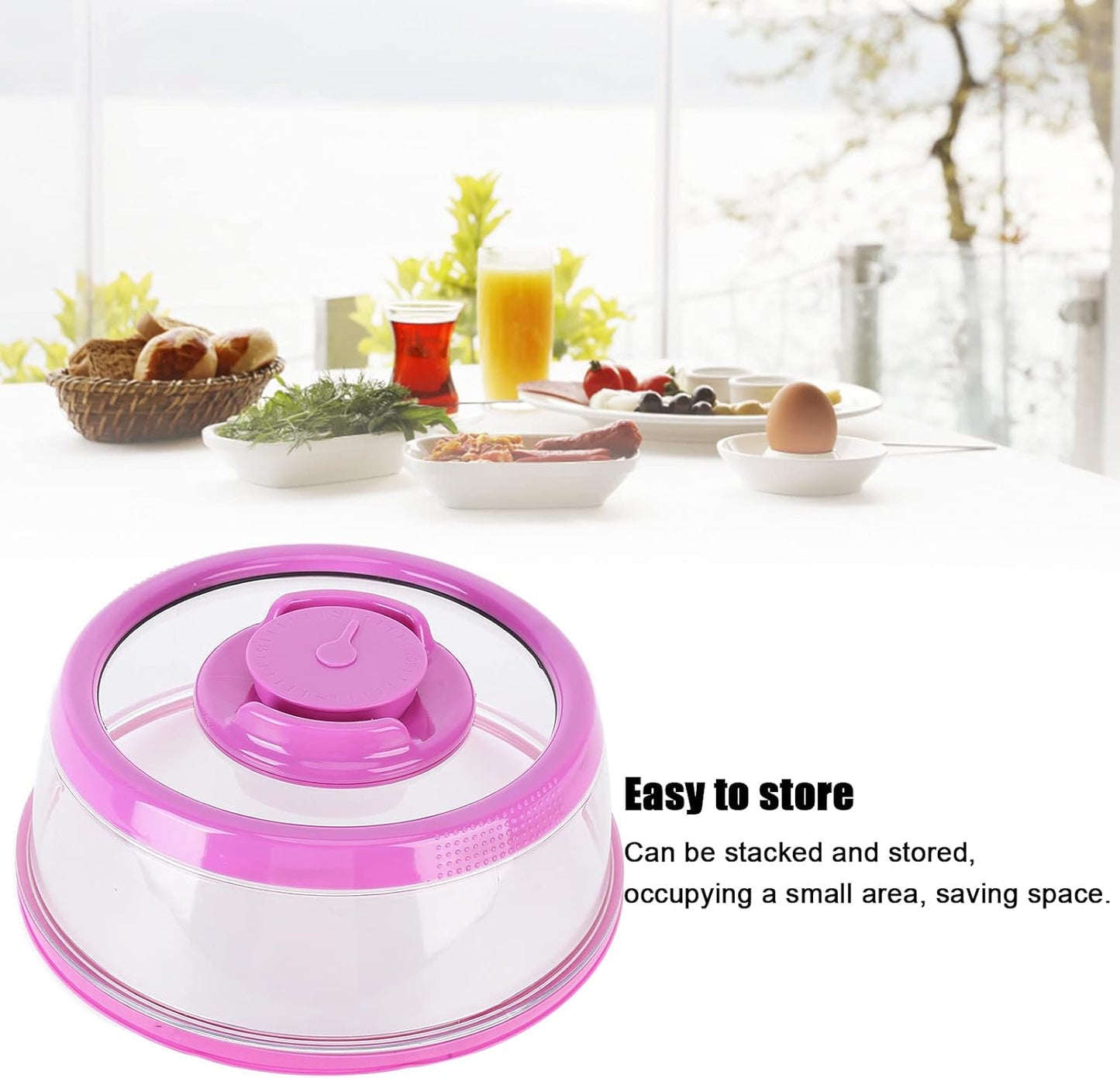 Universal Vacuum Air Tight Food Sealer Containers, round Vacuum Food Sealer Cover Vacuum Freshs Cover Tight Food Container Platter Lid for Kitchen (Purple)