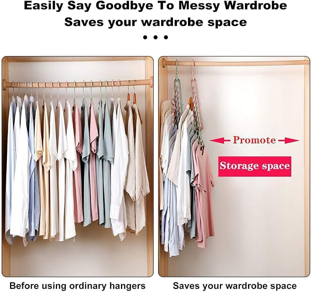 1 Pack Space Saving Hangers, Closet Organizers and Storage, Heavy Duty Plastic Clothes Hanger for Shirt Sweater,Collapsible Hanger Holder Stacker, College Dorm Apartment Home Essential Black