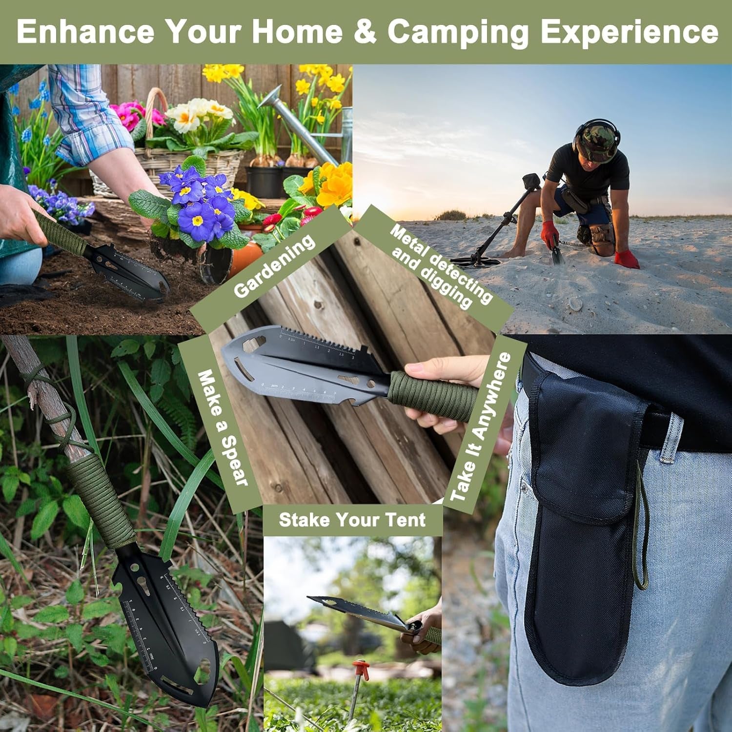 Gardening Gift Ideas Hori Hori Garden Tool - 10-In-1 Multitool Trowel, Unique Gift for Women, Mom, Wife, Gardeners, Birthday Mothers Day Christmas, Mini Shovel for Planting, Weeding, Camping & Hiking