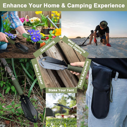 Gardening Gift Ideas Hori Hori Garden Tool - 10-In-1 Multitool Trowel, Unique Gift for Women, Mom, Wife, Gardeners, Birthday Mothers Day Christmas, Mini Shovel for Planting, Weeding, Camping & Hiking