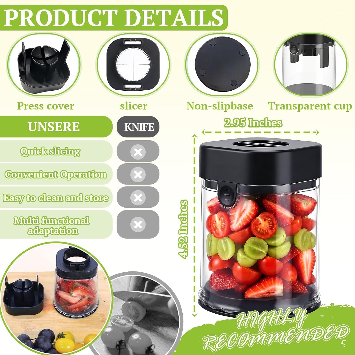 Fruit Slicer Cup, Strawberry Slicer Grape Cutter Cup Fruit Slicers Stainless Steel Egg Slicers, Strawberry Cutter Kitchen Gadgets Speed Cutters for Banana Grape Egg