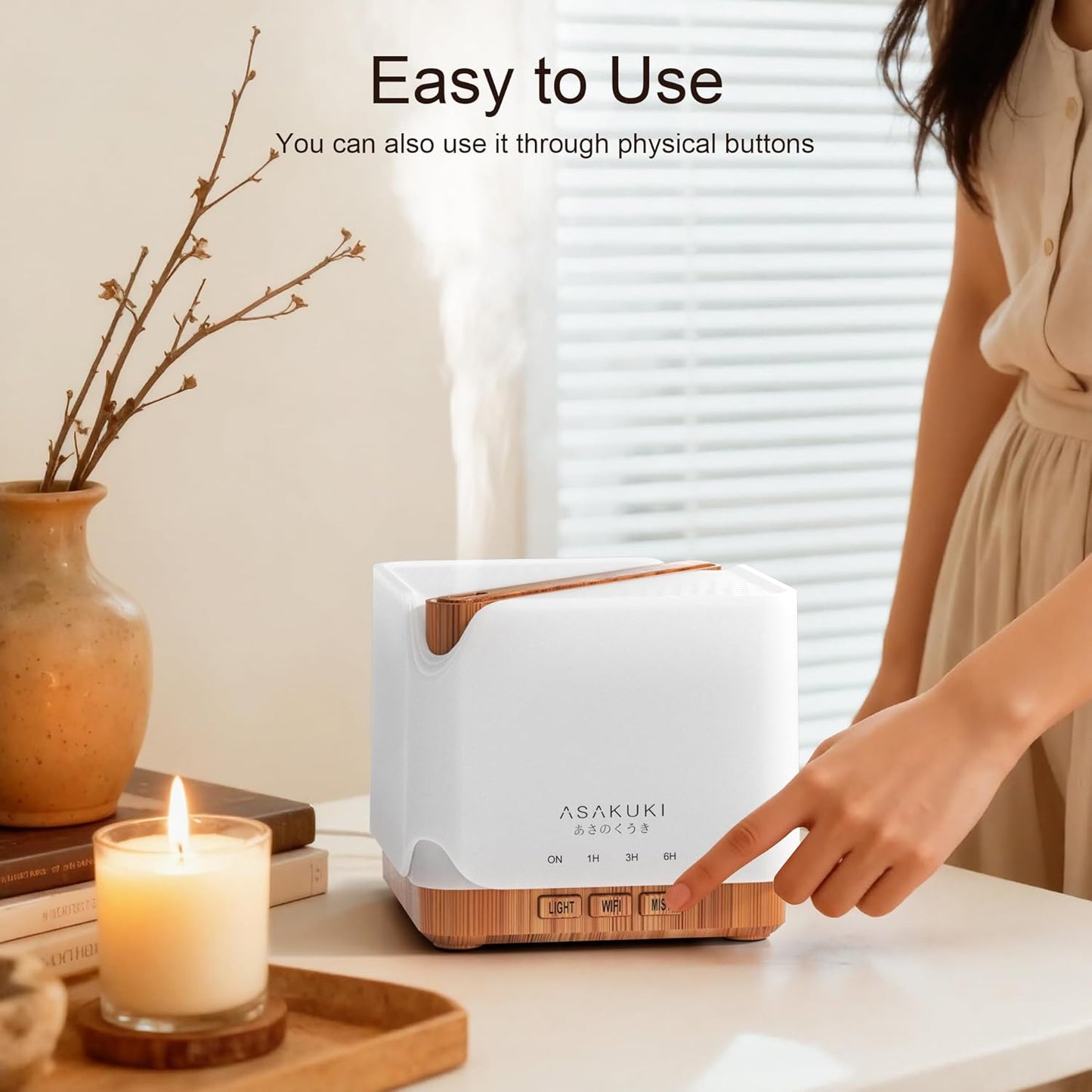 Essential Oil Diffuser for Home, Smart Wifi 700 Ml Humidifier, Easy Connect with Alexa and Google Home, Phone App & Voice Control, Customized Schedule Timers and LED Light - Yellow