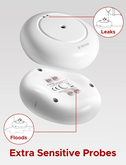 Wi-Fi Water Leak Detector, Smart Water Sensor Alarm, Water Detector Alarm with 1700 Ft Transmission Range for Kitchens, Basements, Bathrooms, 3 Water Detectors & 1 Base Station, Model SWS54