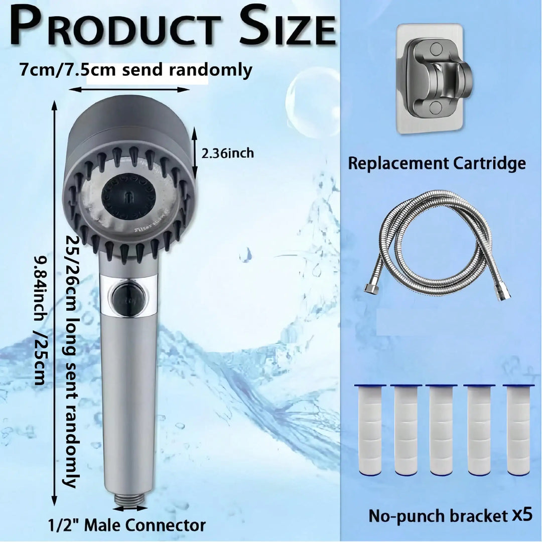Transform Your Shower Experience with Our 3 Spray Setting Filtered Rain Shower Head – Includes 15 Replacement Filters for a Refreshing, Spa-Like Clean!