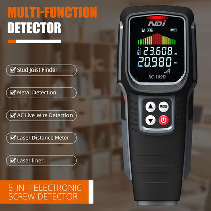 Stud Finder Wall Scanner - 5 in 1 Electronic Stud Detector with Microprocessor Chip and HD LCD Display & Audible Alarm, for the Center and Edge of Wood AC Wire Metal Studs Joist Pipe
