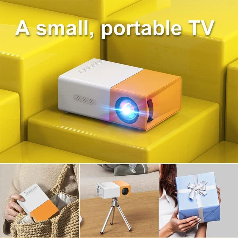 Portable Mini Projectors LED Micro Projector 1080P Home Party Meeting Theater Projector Screen Mirroring Connect Phones（Newest Upgraded Version ）