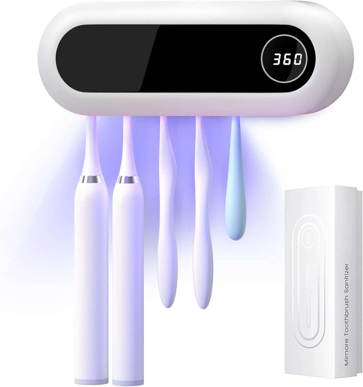 Toothbrush Holder, 5 Toothbrush Slots & Timer Function, Cordless Wall Mounted Toothbrush Holders for Bathrooms