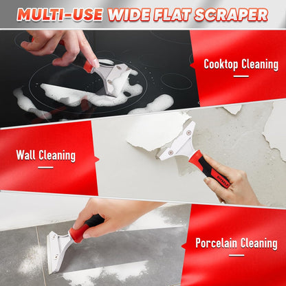Caulking Tool, 4 in 1 Caulk Remover Tool for Bathroom, Bathtub, Grout, Shower, Tile, Window, Razor Scraper Tool for Cleaning, Silicone Caulk Removal Tool (Red)