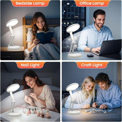 Cordless Desk Lamp,Dimmable Small Battery Powered Lights,3600Mah Rechargeable Wireless Table Lamp,Mini Lamp&Portable Light for Bed,Book Reading,Home for Small Spaces,Nail Light,Craft,Office