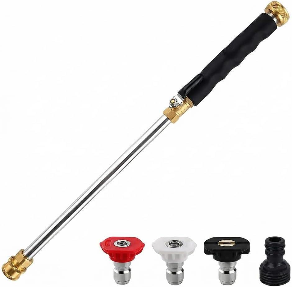 High Pressure Hose Nozzle for Garden: Metal Power Washer Wand Jet Nozzle with 3 Spray Tips - Heavy Duty Brass Connector, Hose Pressure Cleaner for Car, Patio, Driveway, Deck Cleaning (Black)