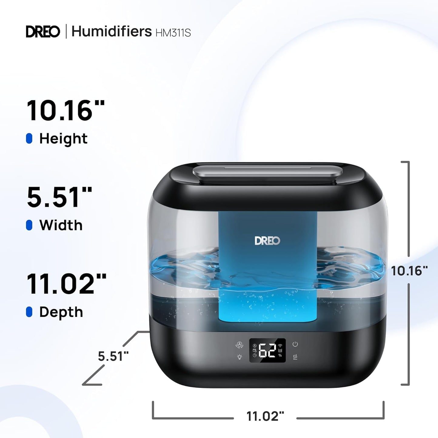 Smart Humidifiers for Bedroom, Top Fill 4L Supersized Humidifier Large Room with 28 Db, 36H Runtime, Touch/App/Voice Control, Nightlight, Cool Mist Humidifiers for Baby, Plants, Indoor, Black
