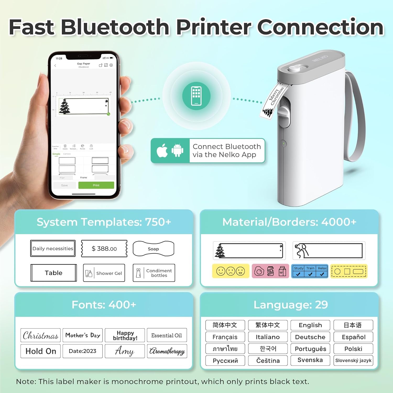 Label Maker Machine with Tape, P21 Bluetooth Label Printer, Wireless Mini Label Makers with Multiple Templates for School Office Home, White