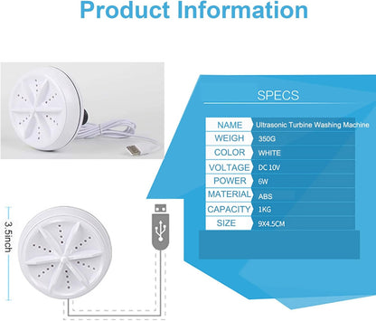 Mini Portable USB Washing Machine,Kitchen Sink Dishwasher,Ultrasonic Turbo Washer for Dishes,Socks,Underwear