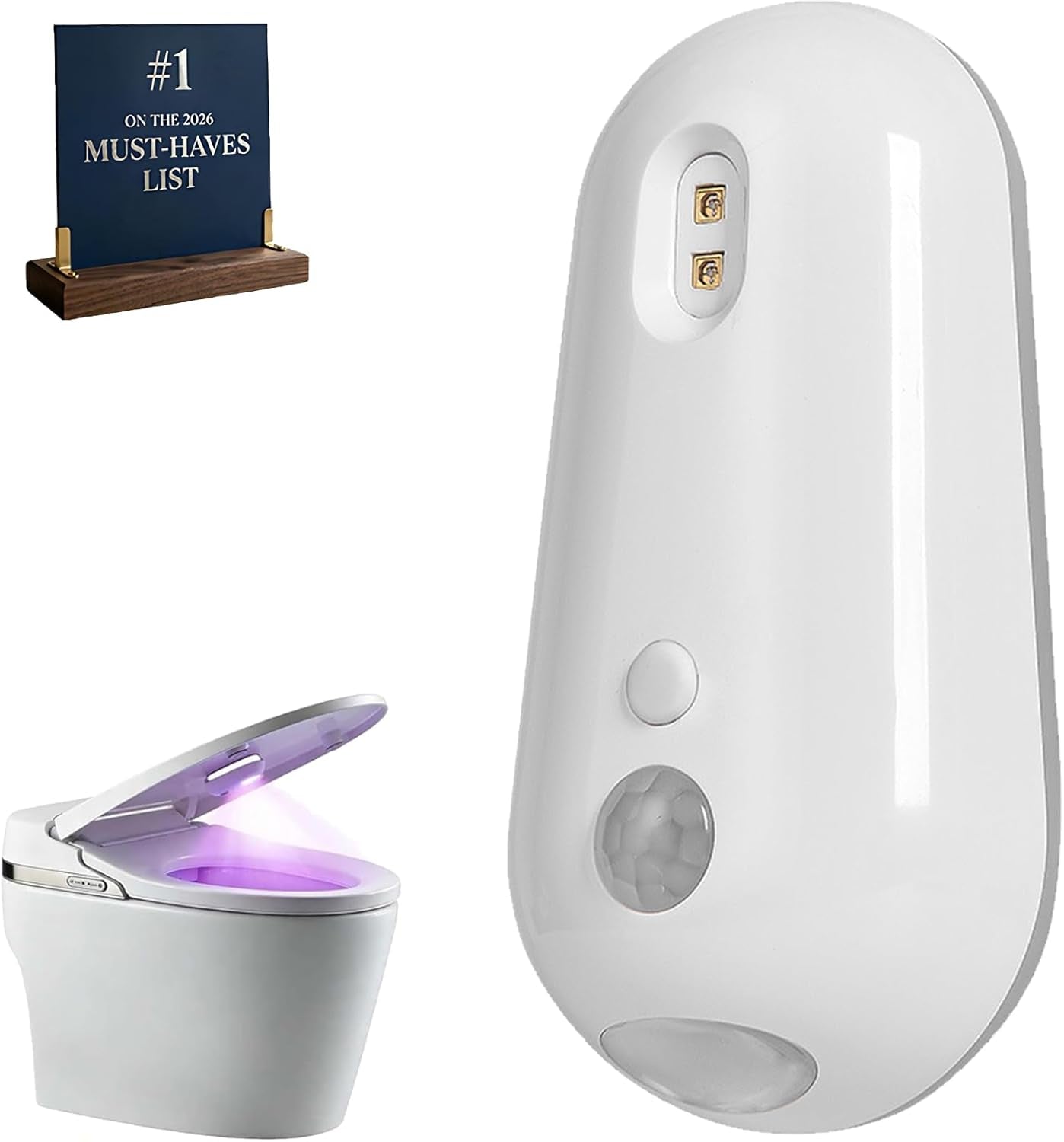 Self Cleaning UV Toilet Sanitizer and Night Light, 2026 New UV Toilet Sanitizer with Night Light, Motion-Activated, USB Rechargeable, Adhesive-Mounted for Shared Bathrooms, Elderly & Pet(1Pc)