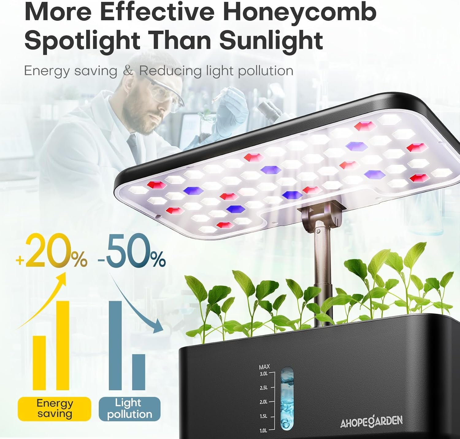 Indoor Garden Hydroponics Growing System: 10 Pods Plant Germination Kit Herb Vegetable Growth Lamp Countertop with LED Grow Light - Hydrophonic Planter Grower Harvest Lettuce