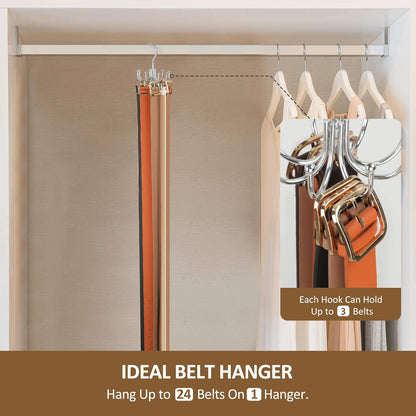 Belt Hanger, Belt Organizer for Closet, Keeping Belts Visible and in Good Condition, Hanging Tie Rack Holder, Closet Organizers and Storage, Silver